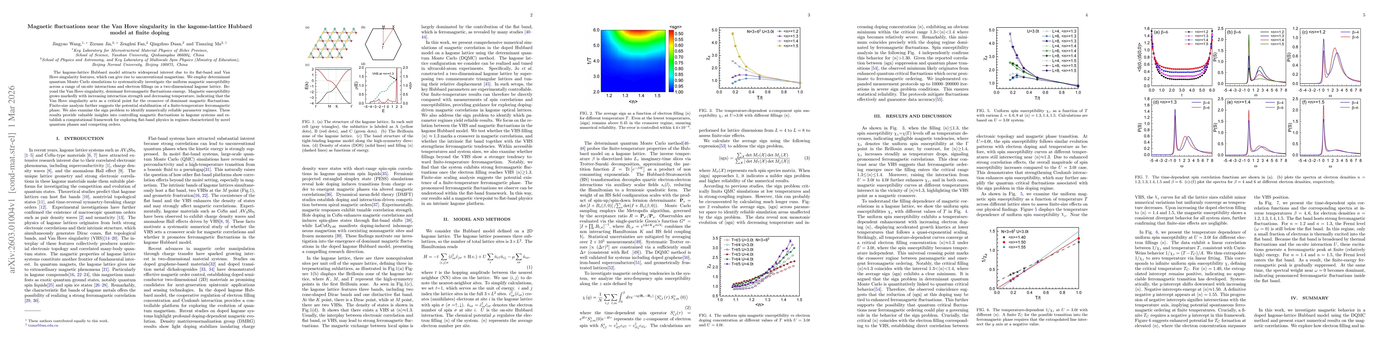 Thumbnail for Magnetic fluctuations near the Van Hove singularity in the kagome-lattice Hubbard model at finite doping