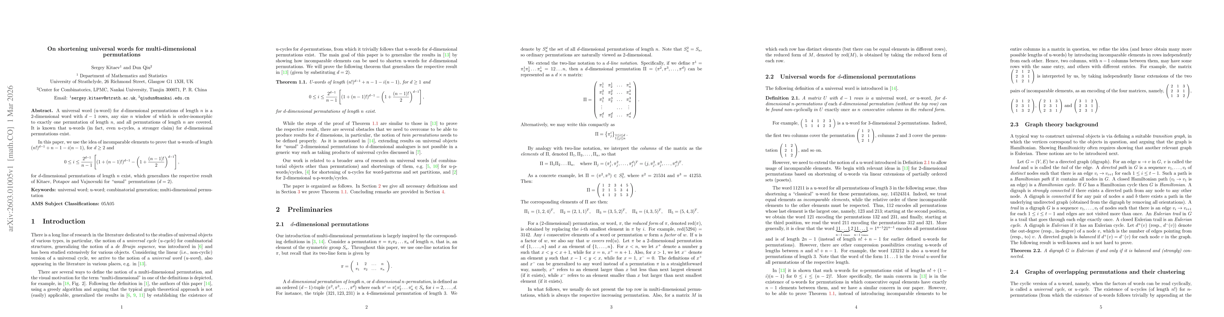 Thumbnail for On shortening universal words for multi-dimensional permutations