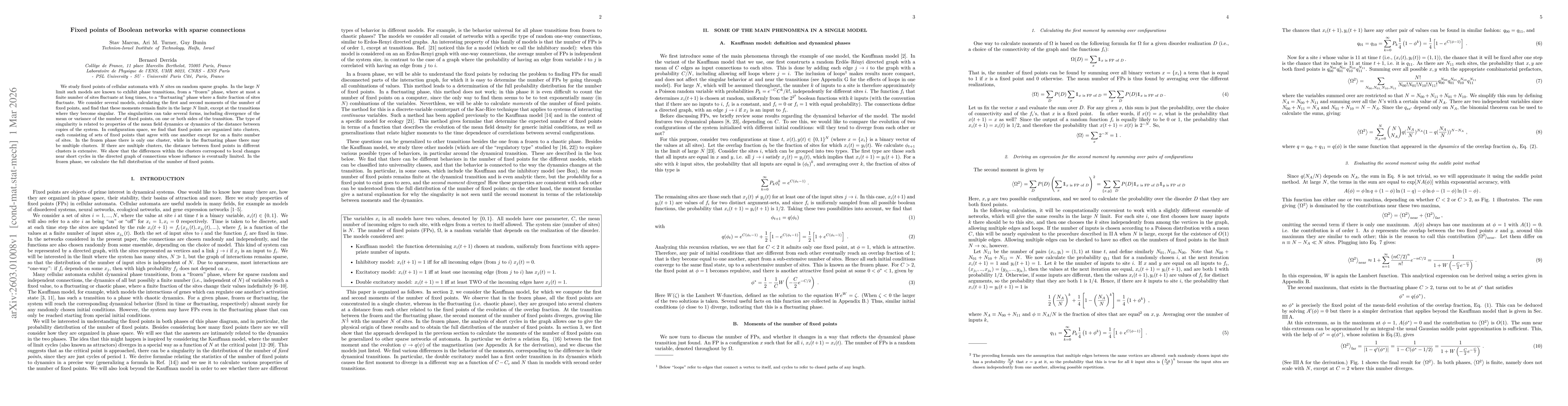 Thumbnail for Fixed points of Boolean networks with sparse connections