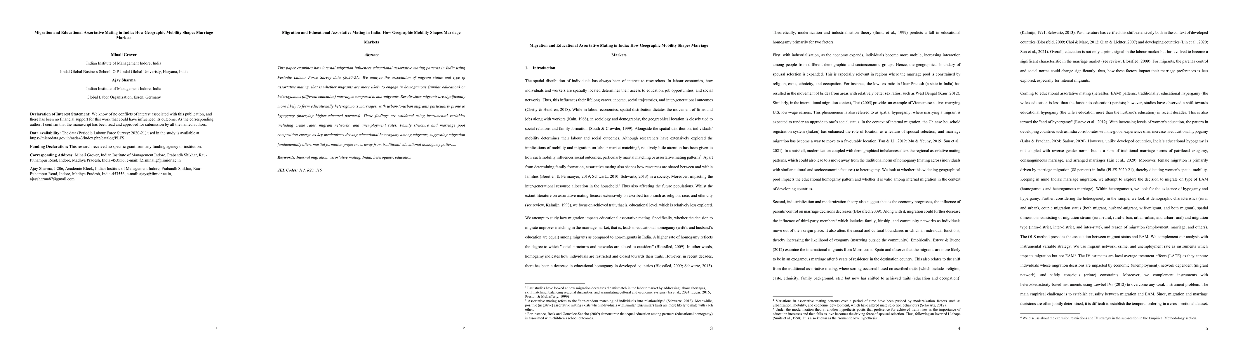 Thumbnail for Migration and Educational Assortative Mating in India: How Geographic Mobility Shapes Marriage Markets