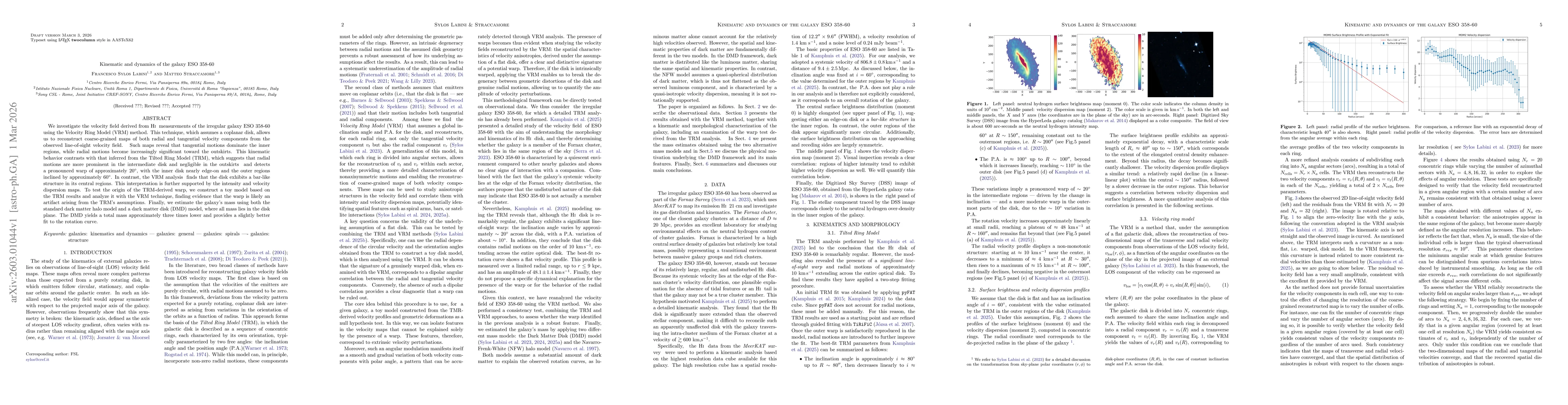 Thumbnail for Kinematic and dynamics of the galaxy ESO 358-60