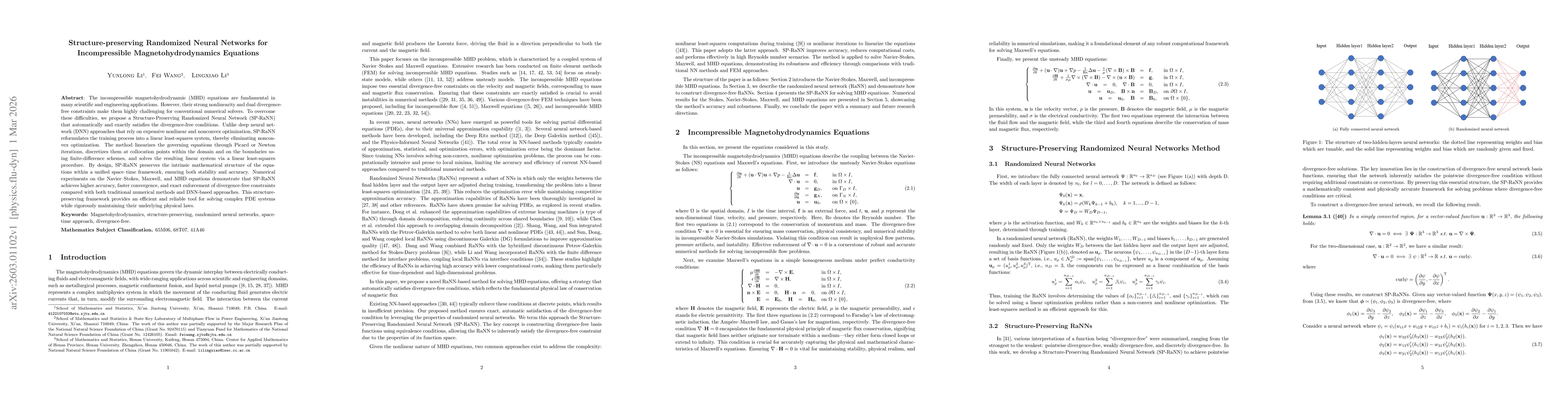Thumbnail for Structure-preserving Randomized Neural Networks for Incompressible Magnetohydrodynamics Equations