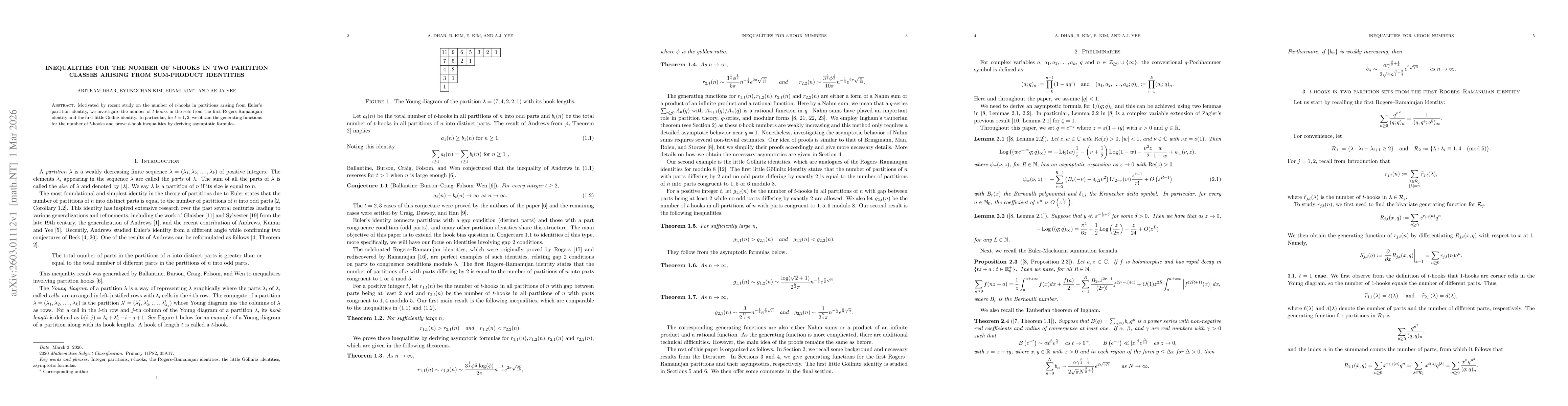 Thumbnail for Inequalities for the number of $t$-hooks in two partition classes arising from sum-product identities