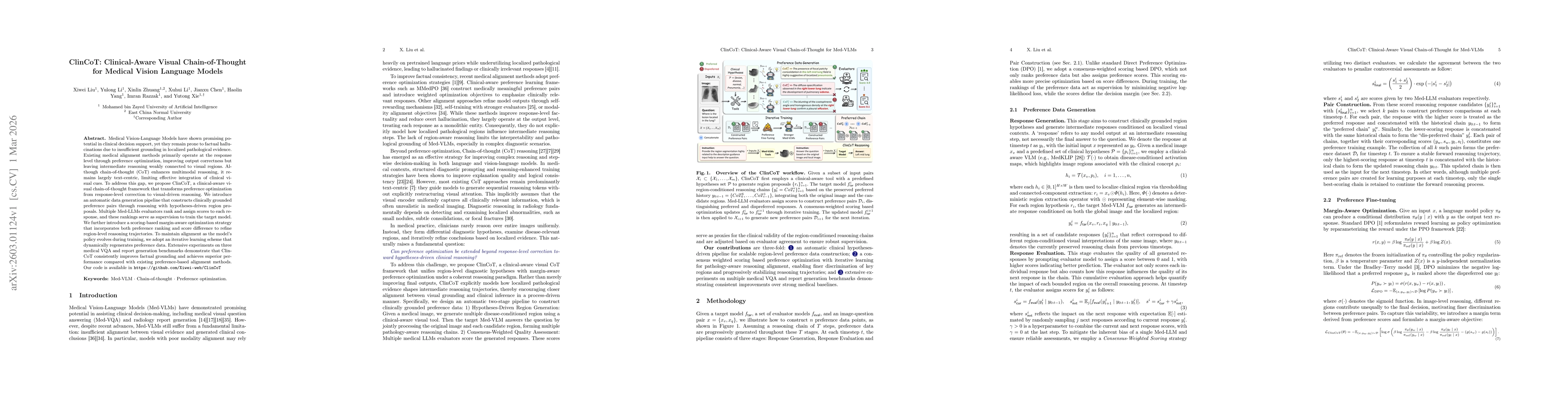 Thumbnail for ClinCoT: Clinical-Aware Visual Chain-of-Thought for Medical Vision Language Models