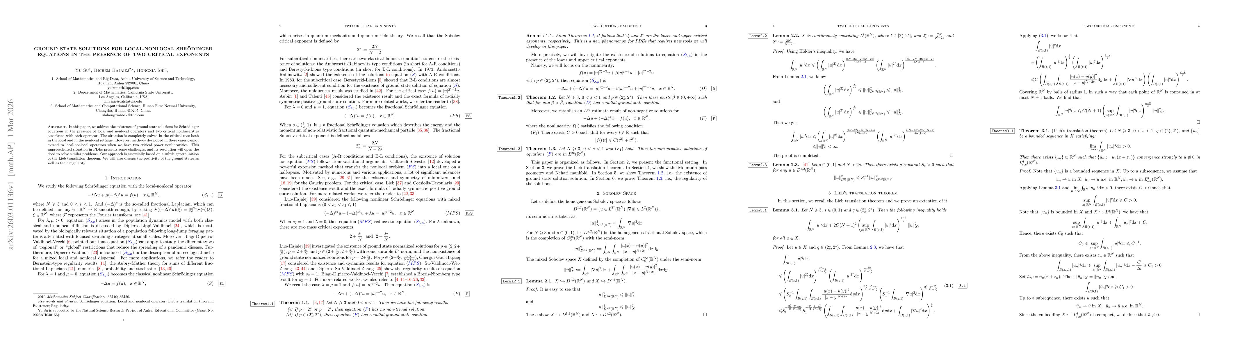 Thumbnail for Ground State Solutions For Local-Nonlocal Shrodinger Equations In the Presence Of Two Critical Exponents