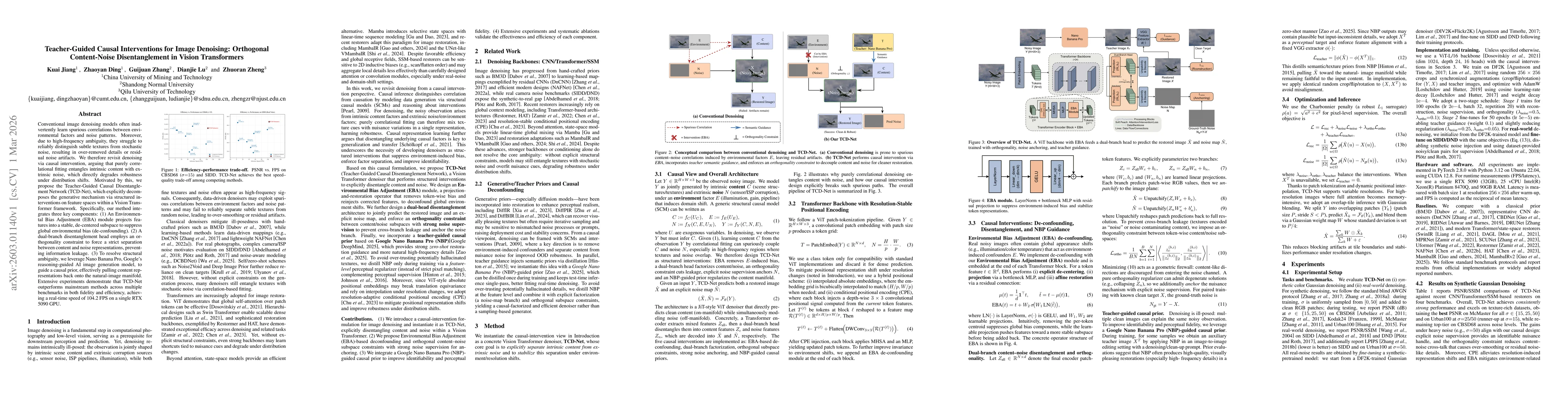 Thumbnail for Teacher-Guided Causal Interventions for Image Denoising: Orthogonal Content-Noise Disentanglement in Vision Transformers
