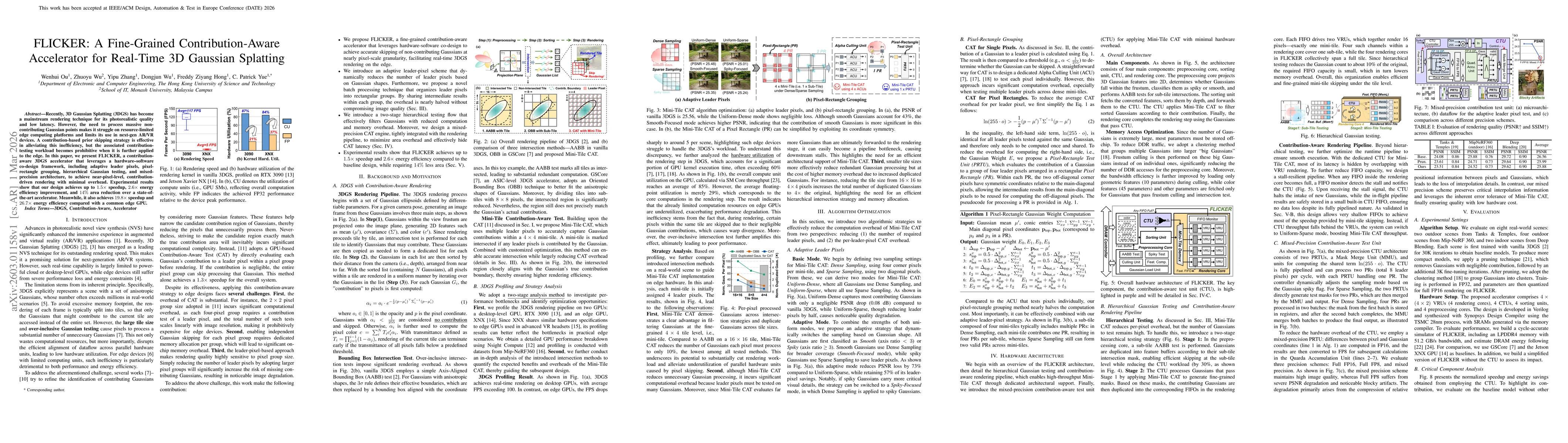 Thumbnail for FLICKER: A Fine-Grained Contribution-Aware Accelerator for Real-Time 3D Gaussian Splatting
