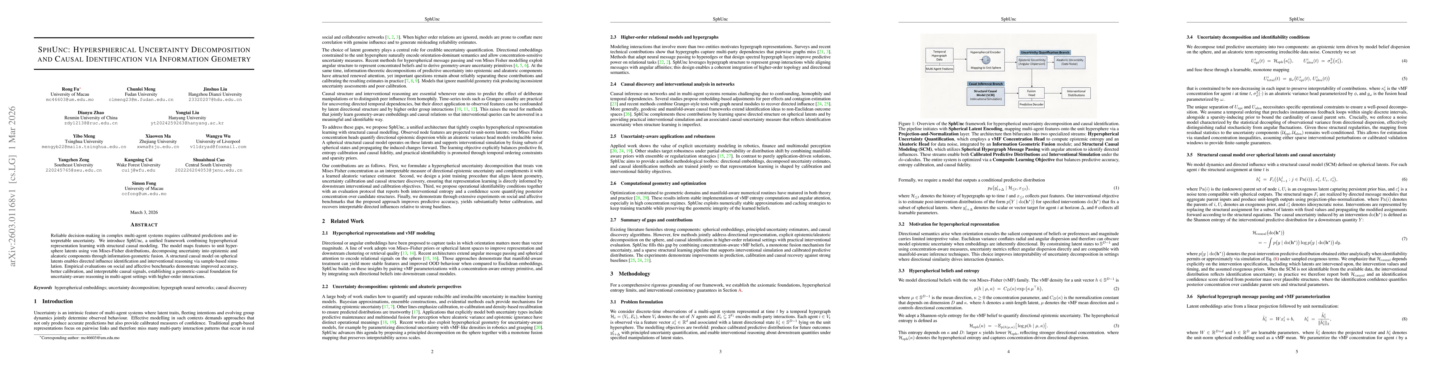 Thumbnail for SphUnc: Hyperspherical Uncertainty Decomposition and Causal Identification via Information Geometry