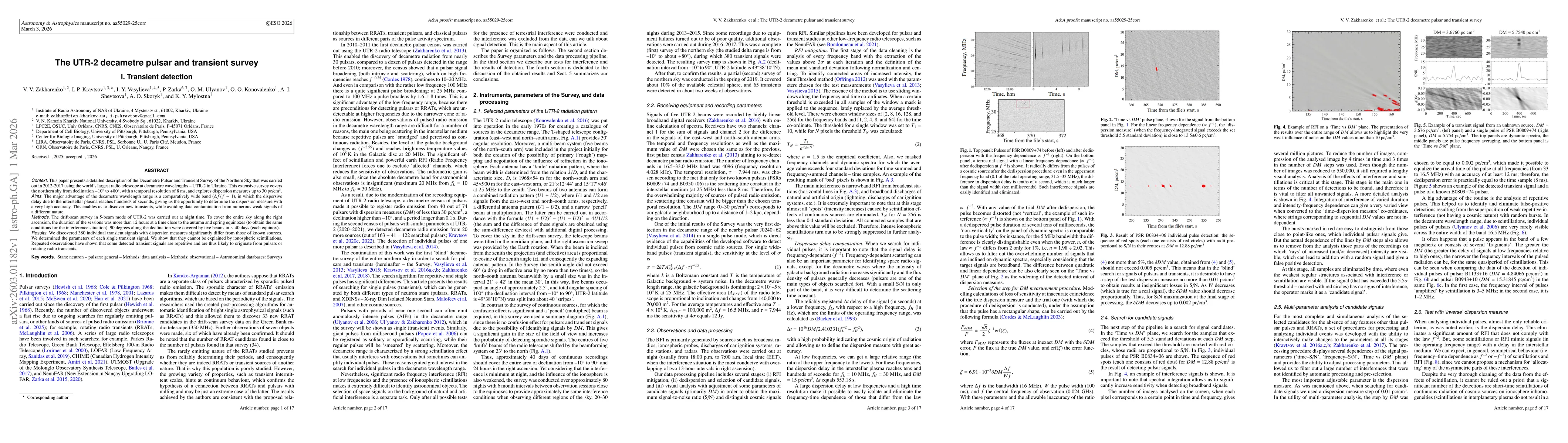 Thumbnail for The UTR-2 decametre pulsar and transient survey I. Transient detection