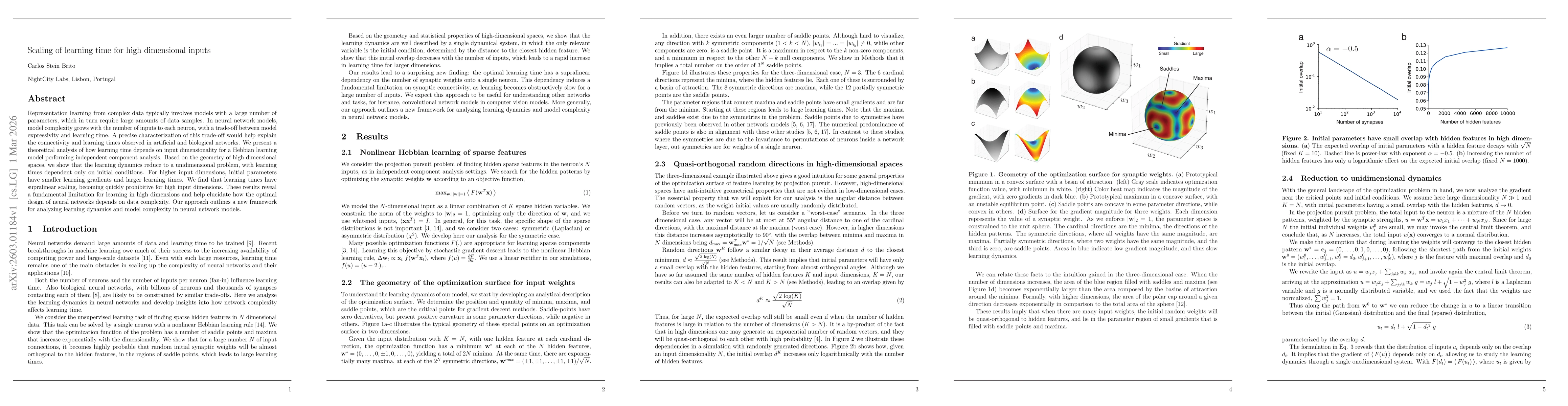 Thumbnail for Scaling of learning time for high dimensional inputs