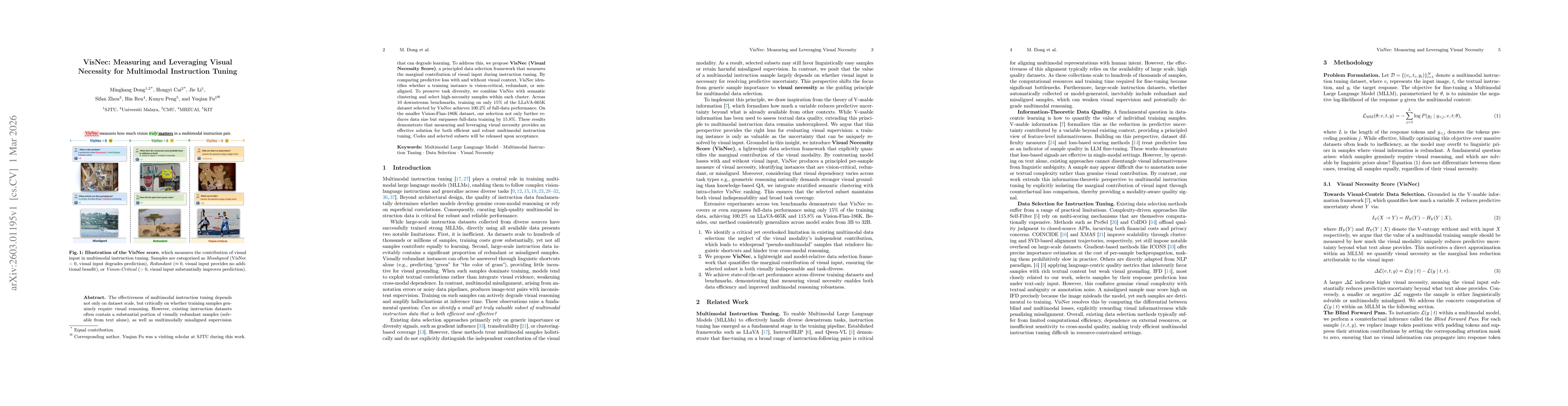 Thumbnail for VisNec: Measuring and Leveraging Visual Necessity for Multimodal Instruction Tuning
