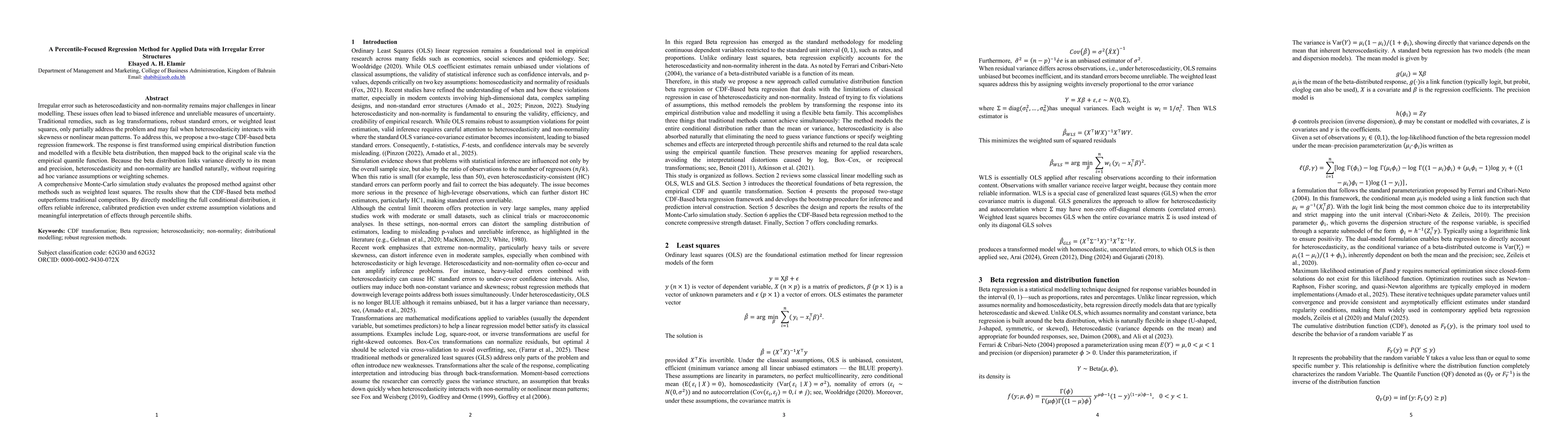 Thumbnail for A Percentile-Focused Regression Method for Applied Data with Irregular Error Structures