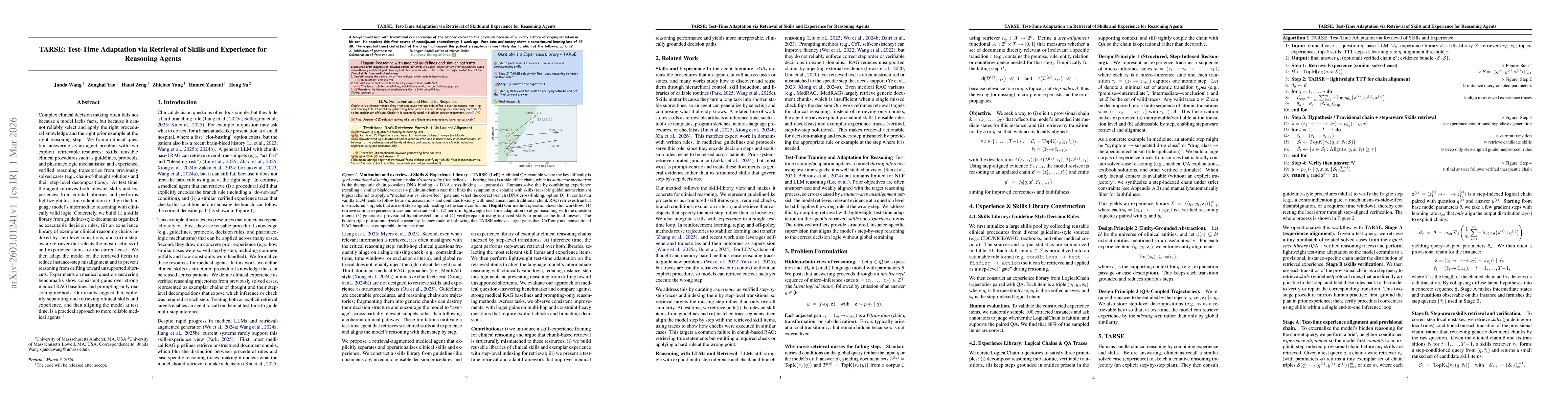 Thumbnail for TARSE: Test-Time Adaptation via Retrieval of Skills and Experience for Reasoning Agents