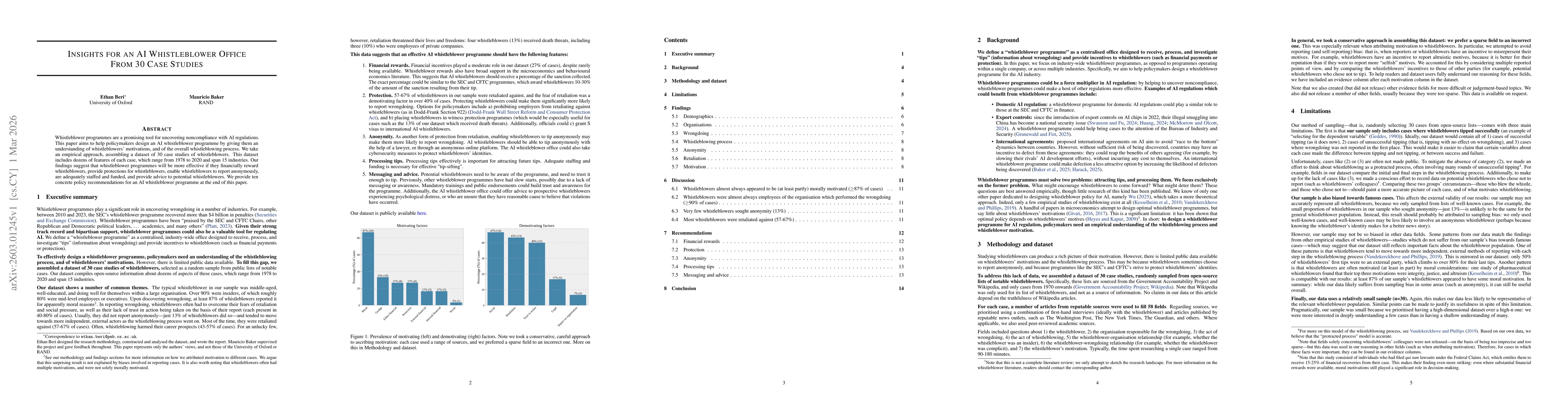 Thumbnail for Insights for an AI Whistleblower Office from 30 Case Studies