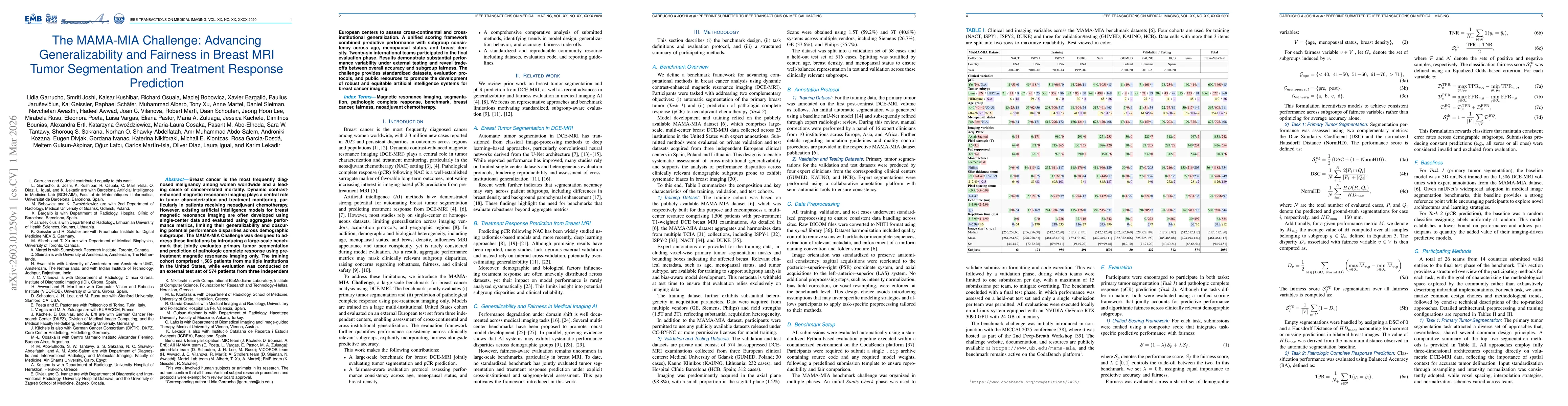 Thumbnail for The MAMA-MIA Challenge: Advancing Generalizability and Fairness in Breast MRI Tumor Segmentation and Treatment Response Prediction