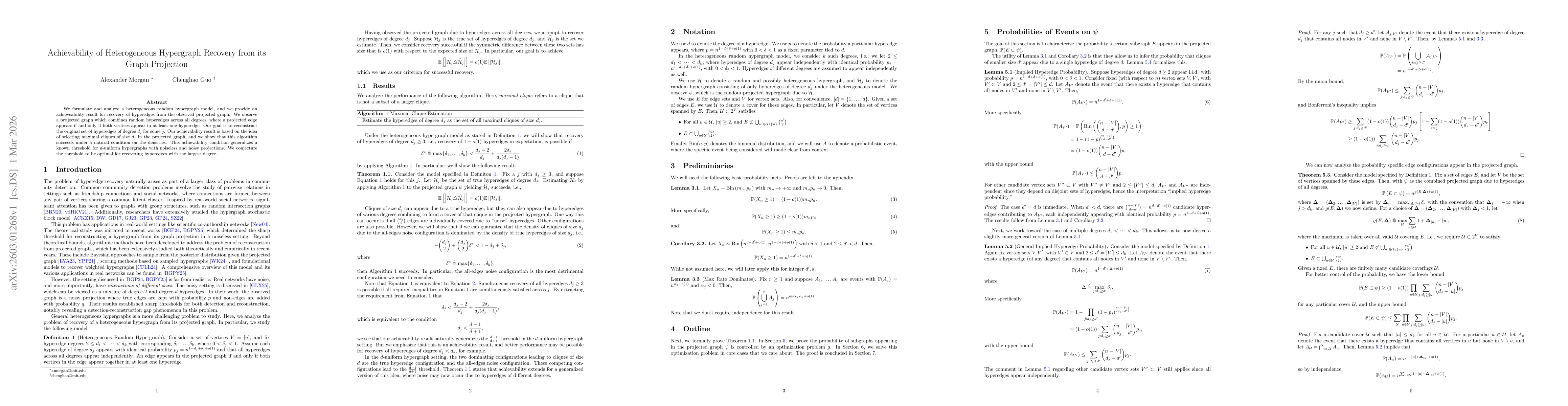 Thumbnail for Achievability of Heterogeneous Hypergraph Recovery from its Graph Projection