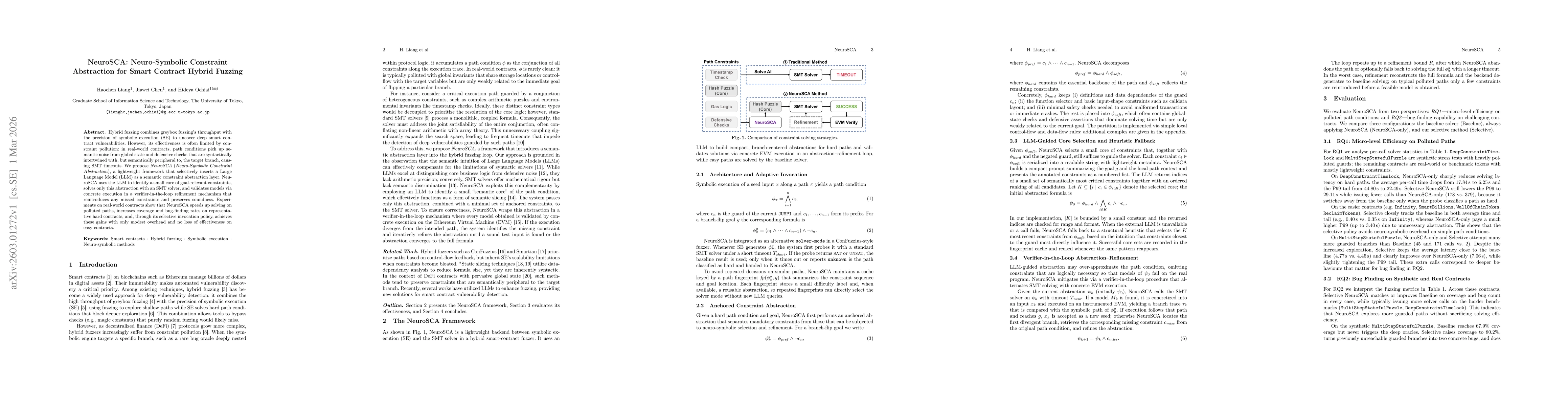 Thumbnail for NeuroSCA: Neuro-Symbolic Constraint Abstraction for Smart Contract Hybrid Fuzzing