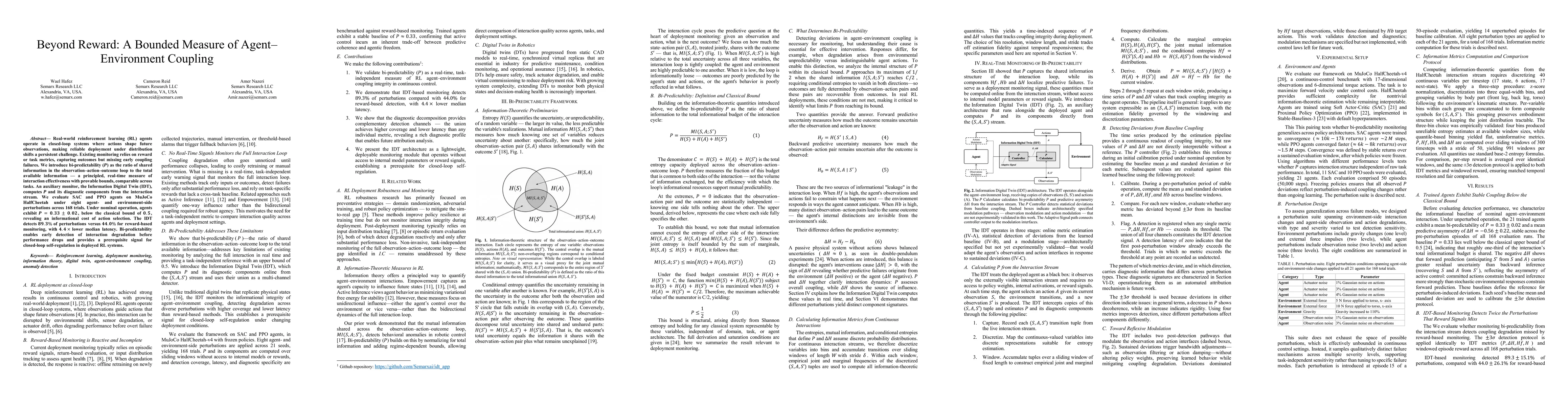 Thumbnail for Beyond Reward: A Bounded Measure of Agent Environment Coupling
