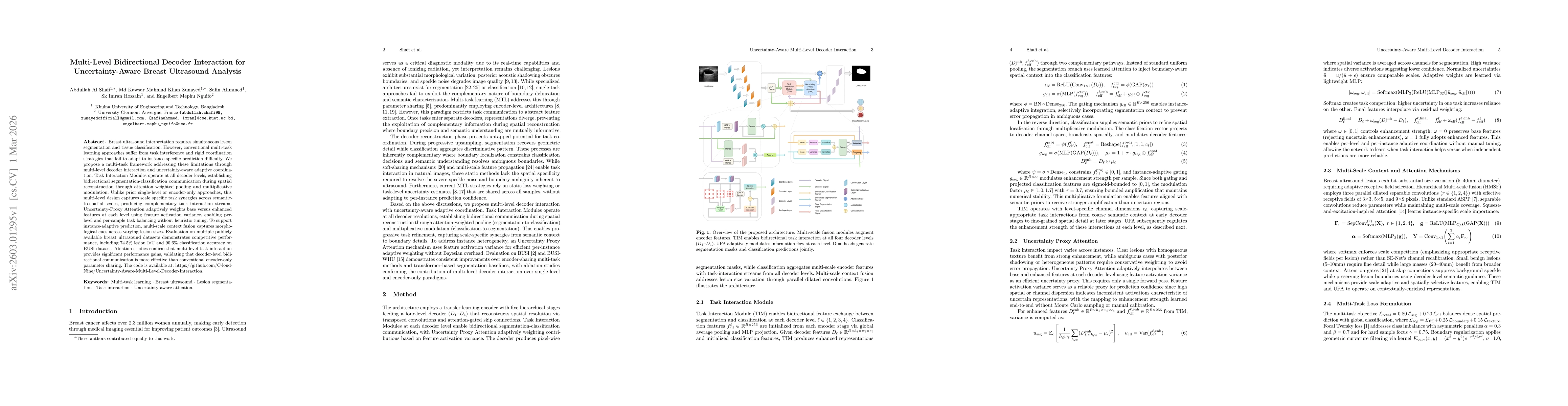 Thumbnail for Multi-Level Bidirectional Decoder Interaction for Uncertainty-Aware Breast Ultrasound Analysis