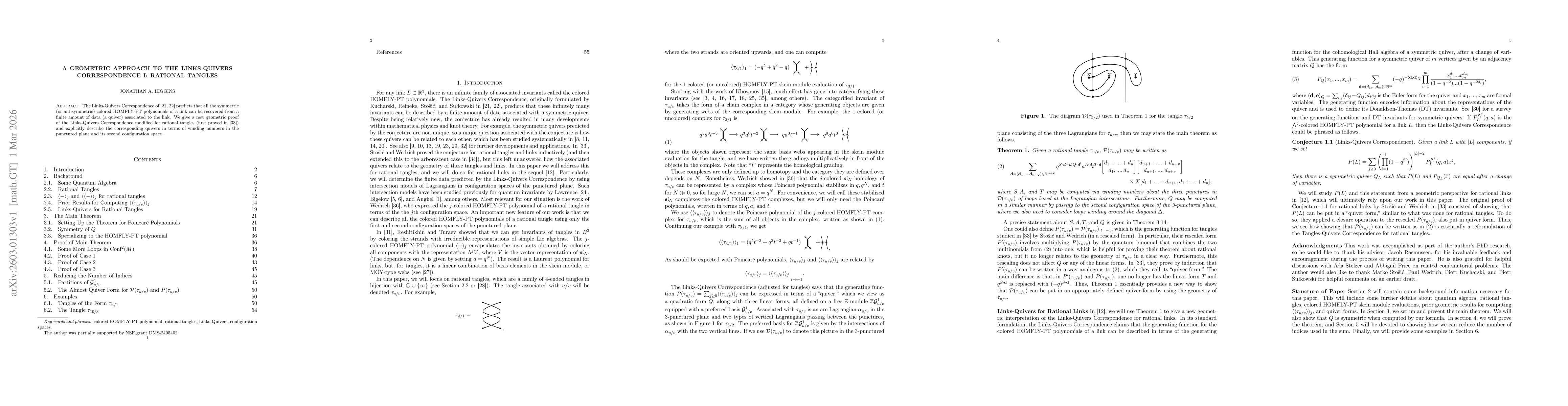 Thumbnail for A Geometric Approach to the Links-Quivers Correspondence I: Rational Tangles