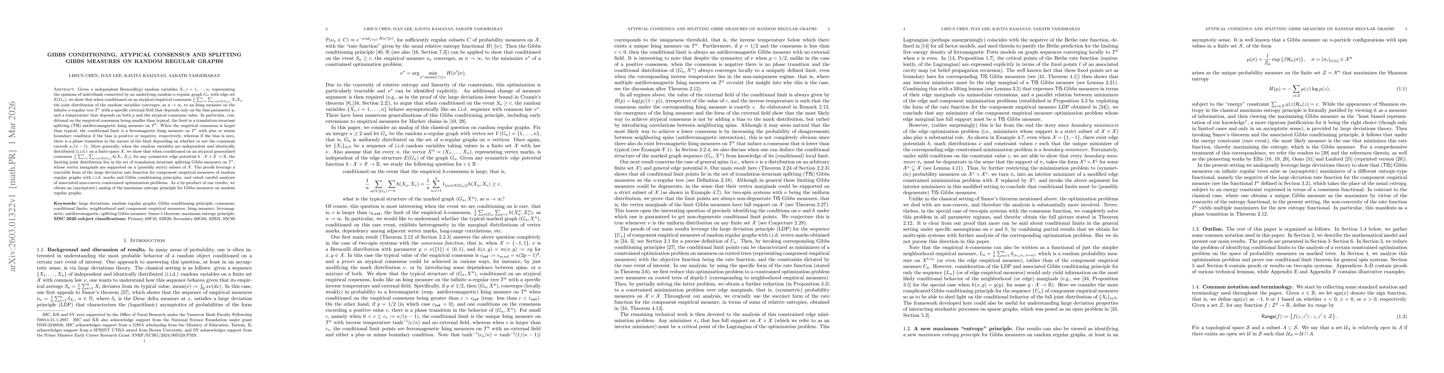 Thumbnail for Gibbs conditioning, atypical consensus and splitting Gibbs measures on random regular graphs
