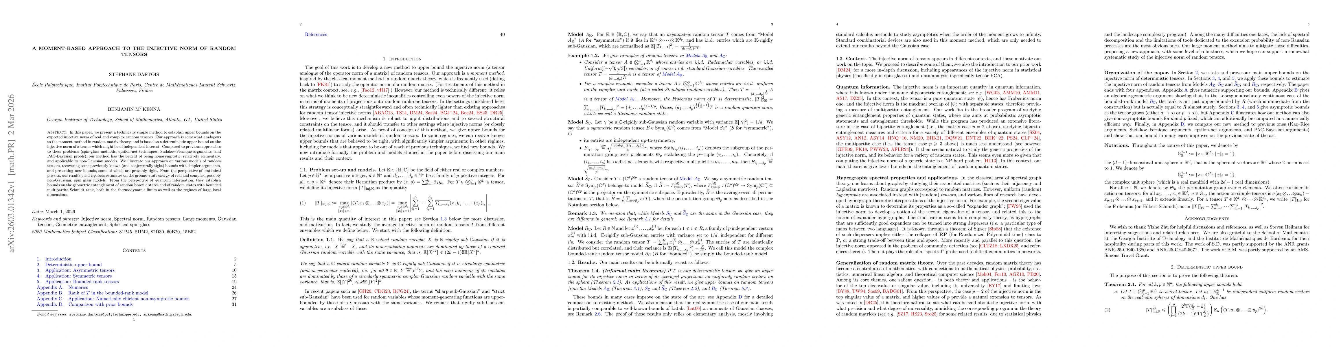Thumbnail for A moment-based approach to the injective norm of random tensors