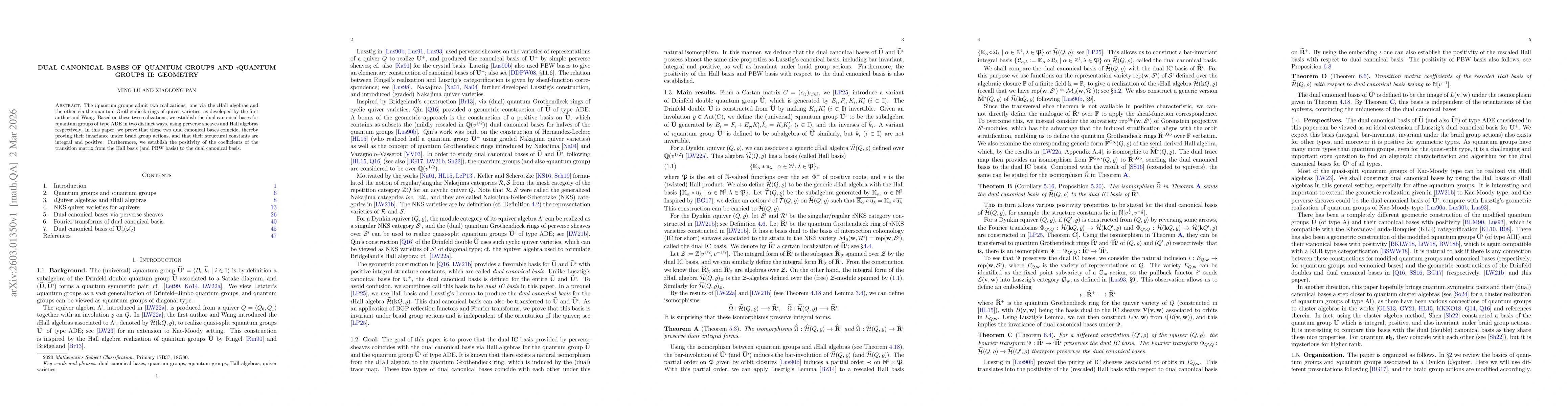 Thumbnail for Dual canonical bases of quantum groups and $\imath$quantum groups II: geometry