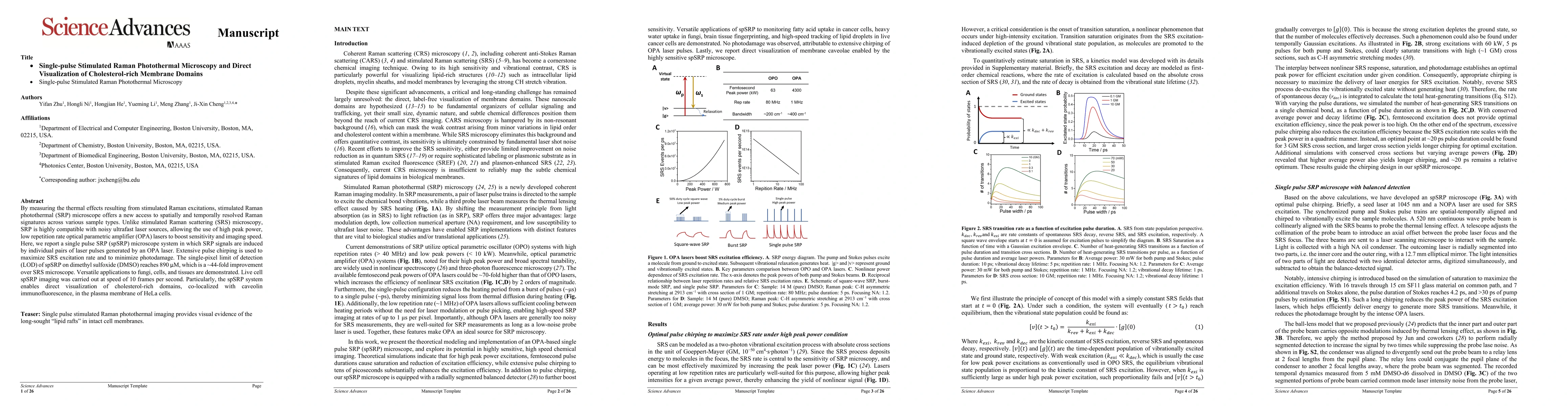 Thumbnail for Single-pulse Stimulated Raman Photothermal Microscopy and Direct Visualization of Cholesterol-rich Membrane Domains