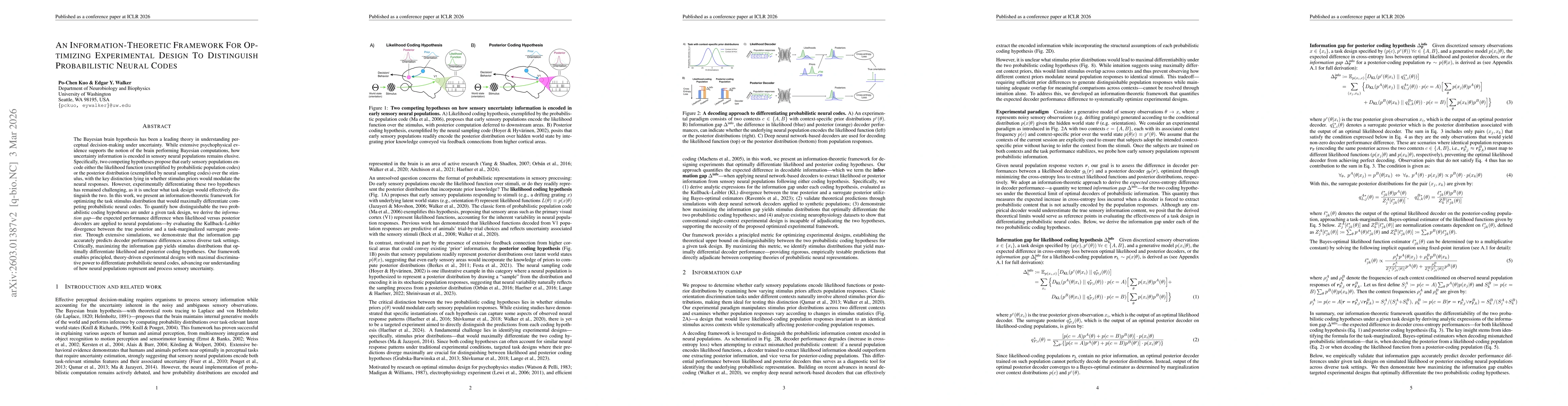 Thumbnail for An Information-Theoretic Framework For Optimizing Experimental Design To Distinguish Probabilistic Neural Codes