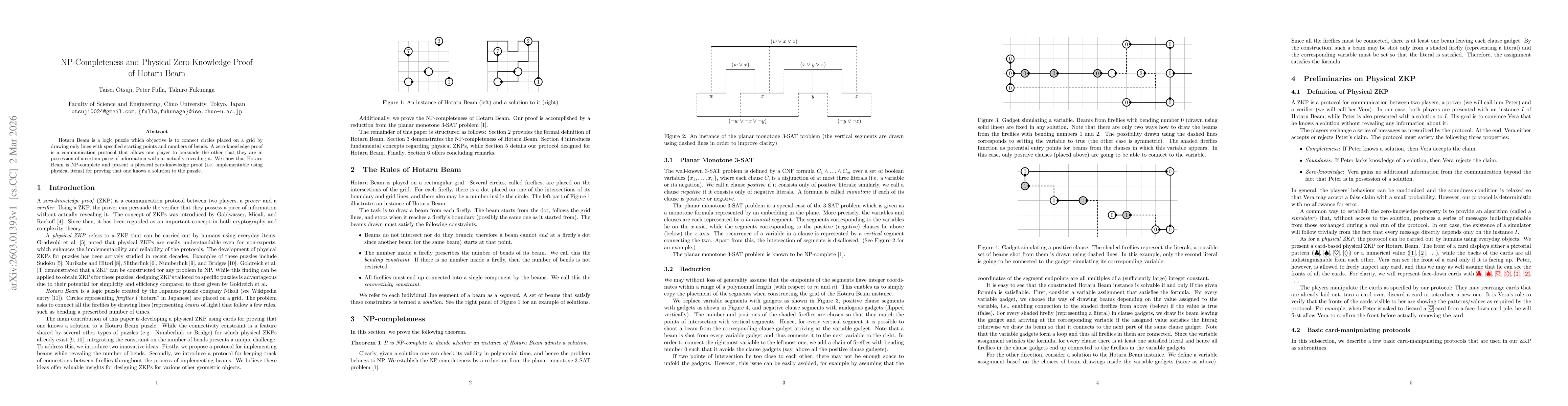 Thumbnail for NP-Completeness and Physical Zero-Knowledge Proof of Hotaru Beam