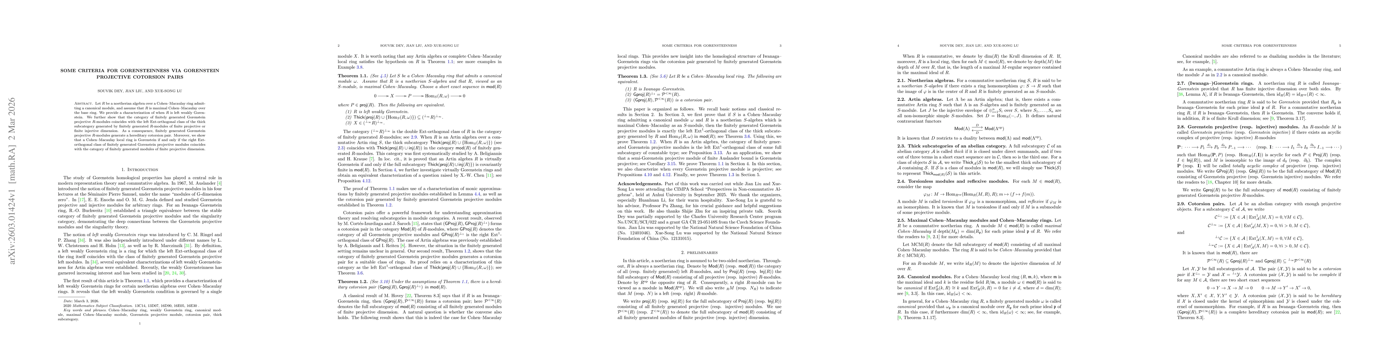 Thumbnail for Some criteria for Gorensteinness via Gorenstein projective cotorsion pairs