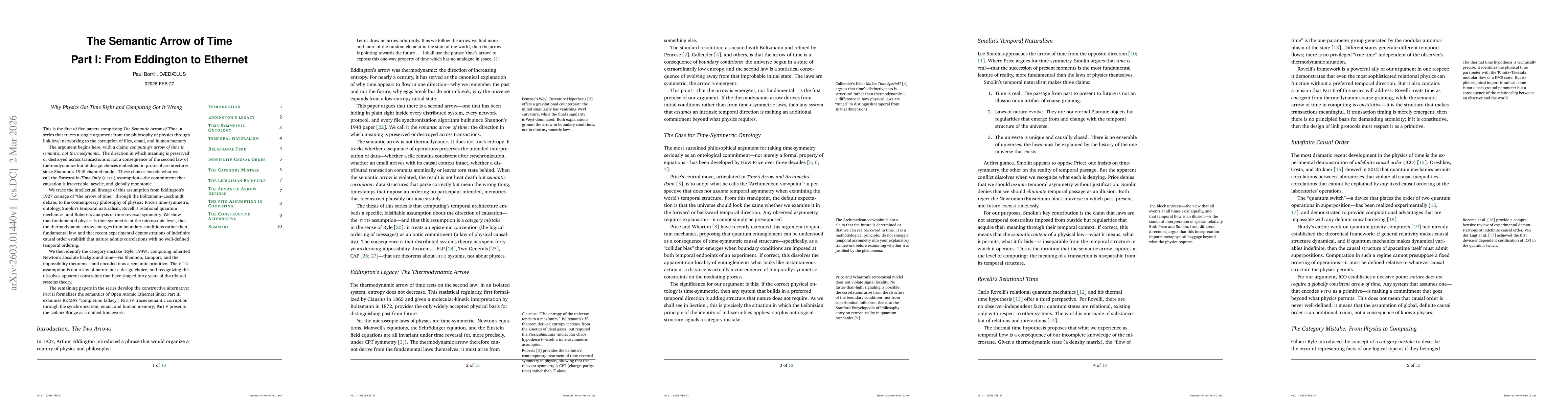 Thumbnail for The Semantic Arrow of Time, Part I: From Eddington to Ethernet