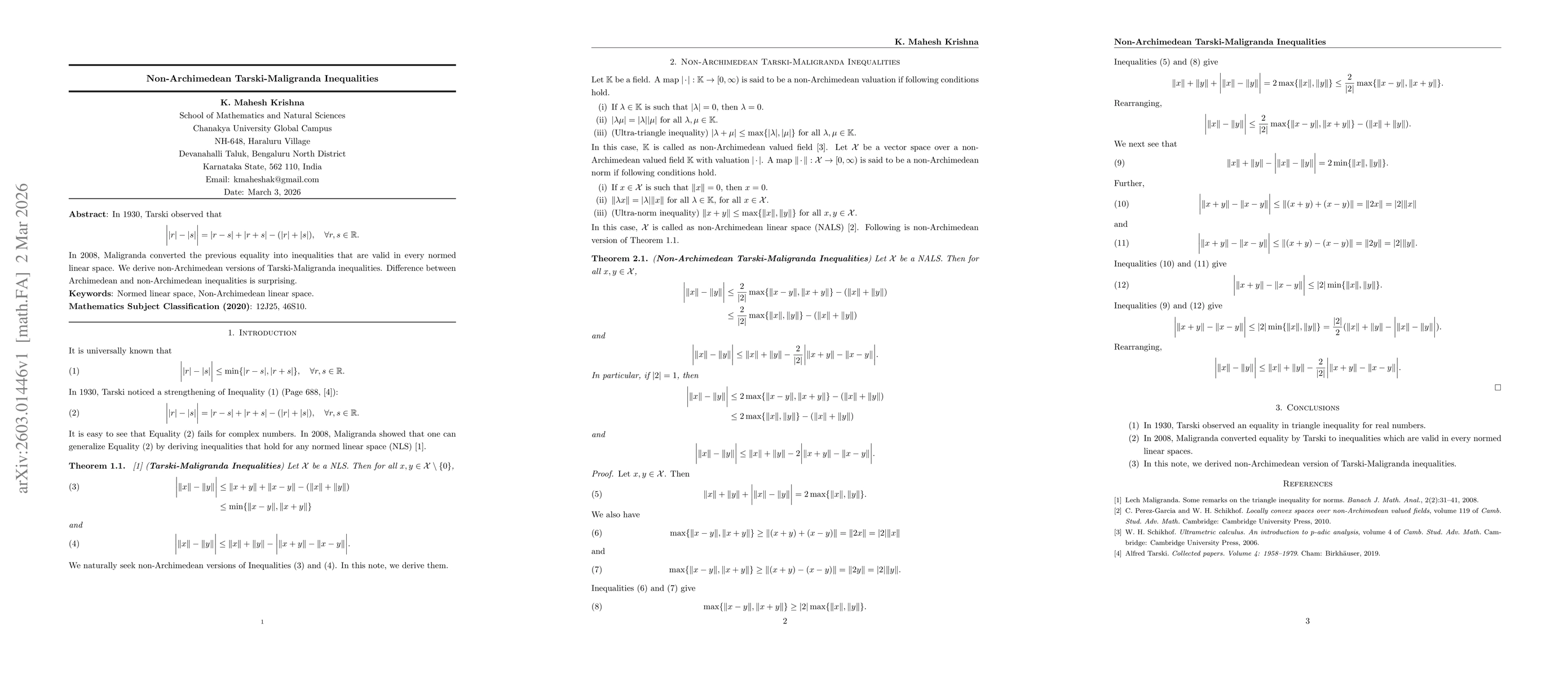Thumbnail for Non-Archimedean Tarski-Maligranda Inequalities