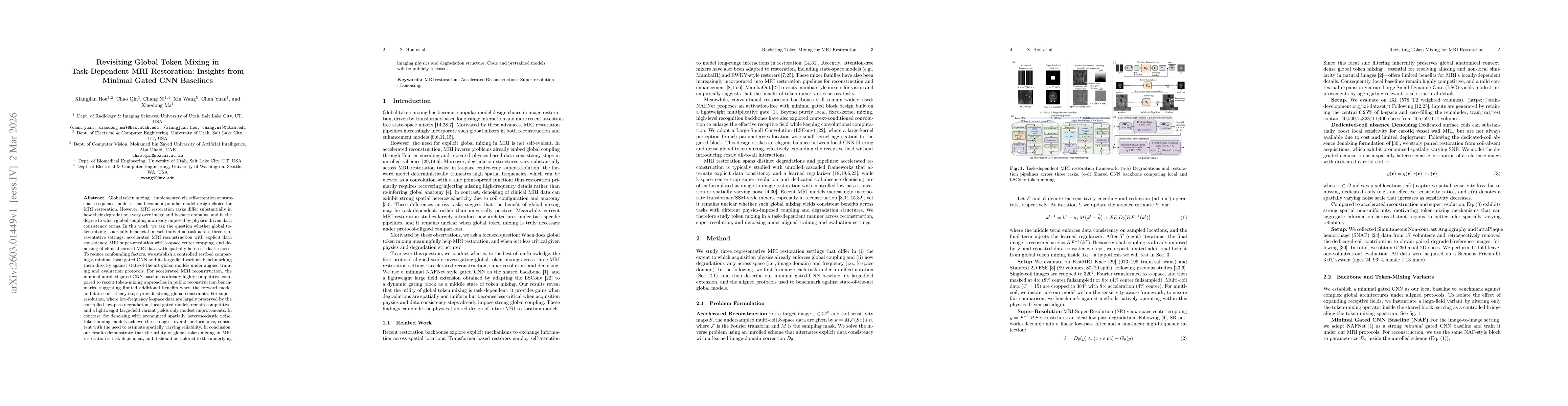 Thumbnail for Revisiting Global Token Mixing in Task-Dependent MRI Restoration: Insights from Minimal Gated CNN Baselines