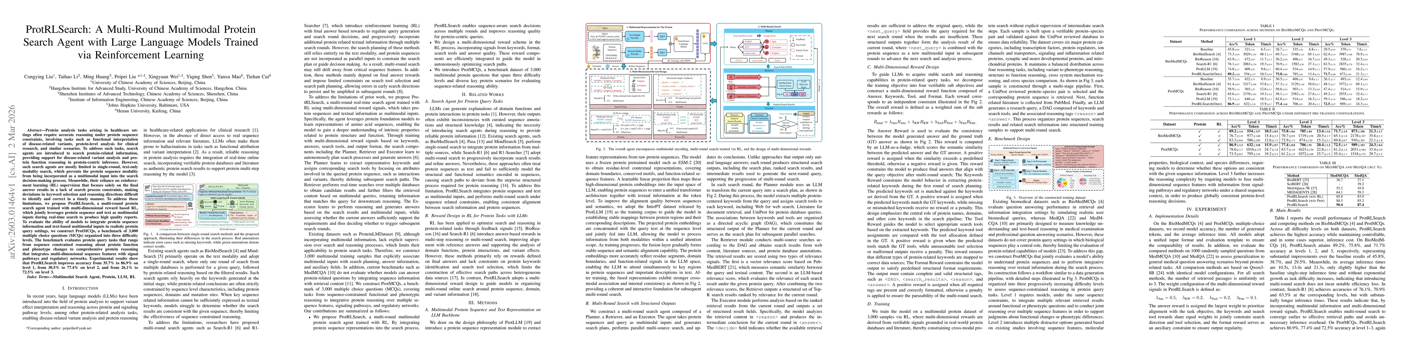 Thumbnail for ProtRLSearch: A Multi-Round Multimodal Protein Search Agent with Large Language Models Trained via Reinforcement Learning