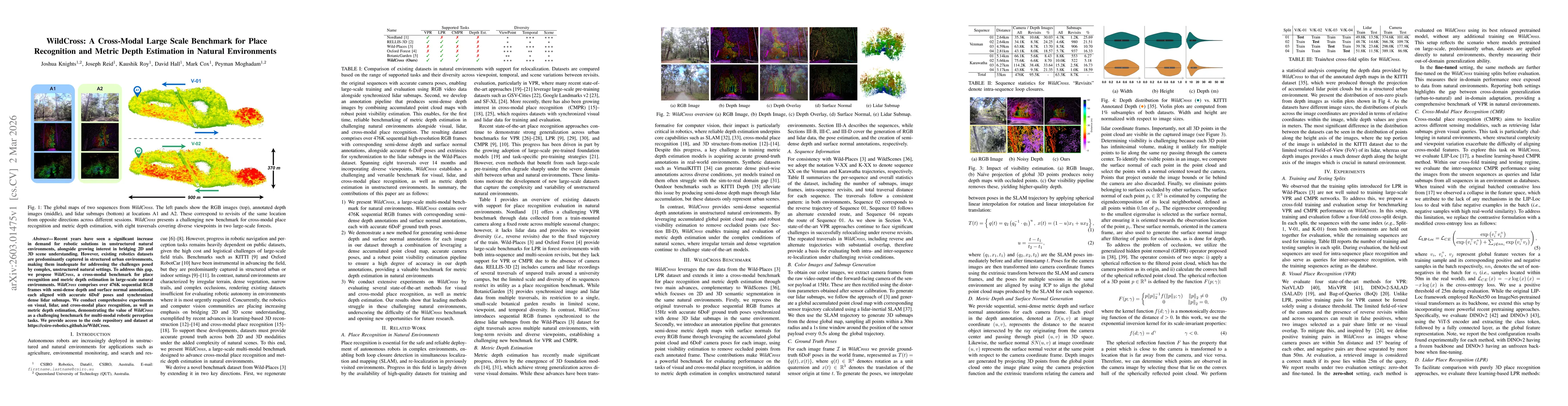 Thumbnail for WildCross: A Cross-Modal Large Scale Benchmark for Place Recognition and Metric Depth Estimation in Natural Environments