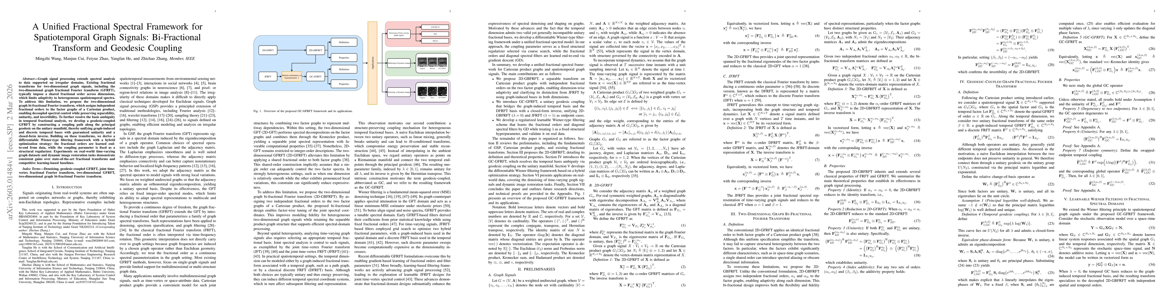 Thumbnail for A Unified Fractional Spectral Framework for Spatiotemporal Graph Signals: Bi-Fractional Transform and Geodesic Coupling