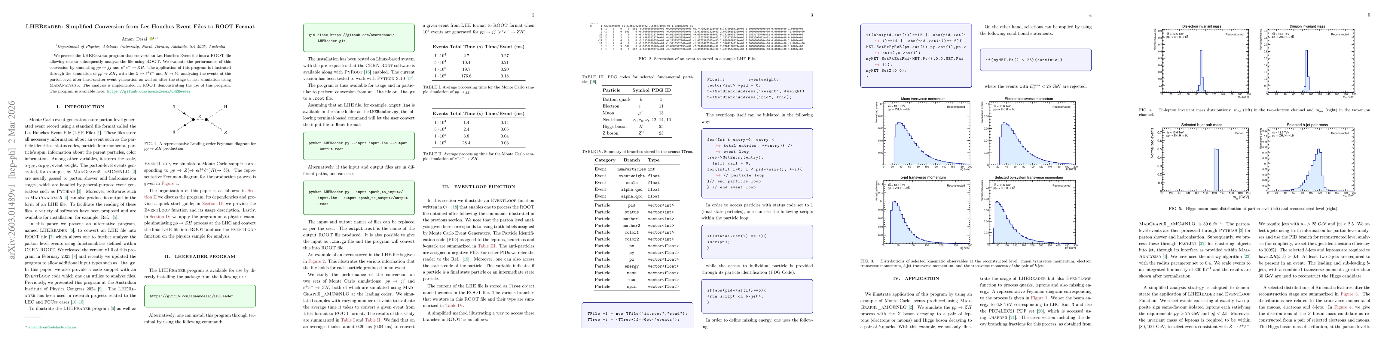 Thumbnail for LHEReader: Simplified Conversion from Les Houches Event Files to ROOT Format