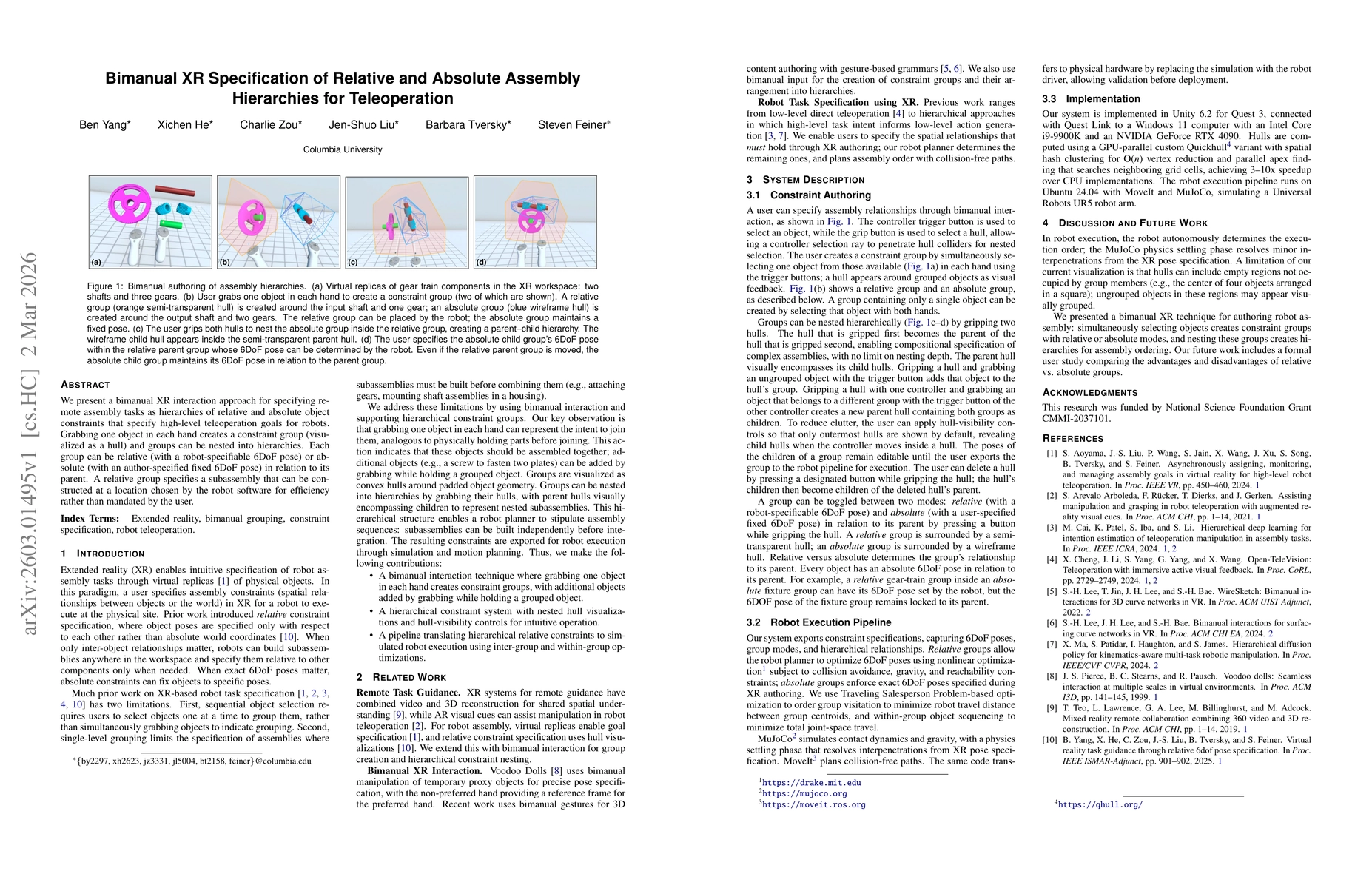 Thumbnail for Bimanual XR Specification of Relative and Absolute Assembly Hierarchies for Teleoperation