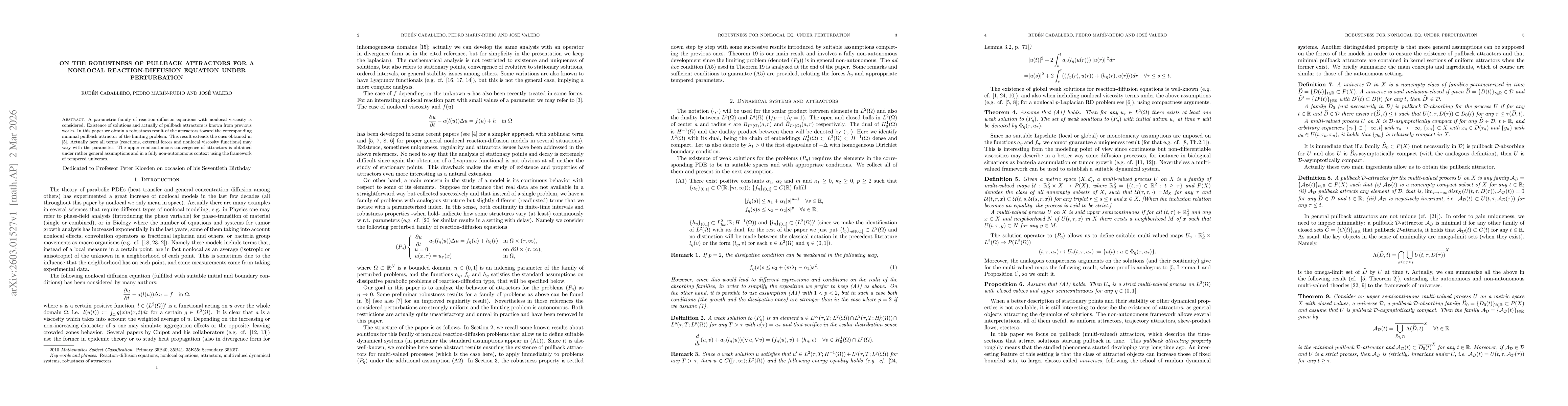 Thumbnail for On the robustness of pullback attractors for a nonlocal reaction-diffusion equation under perturbation