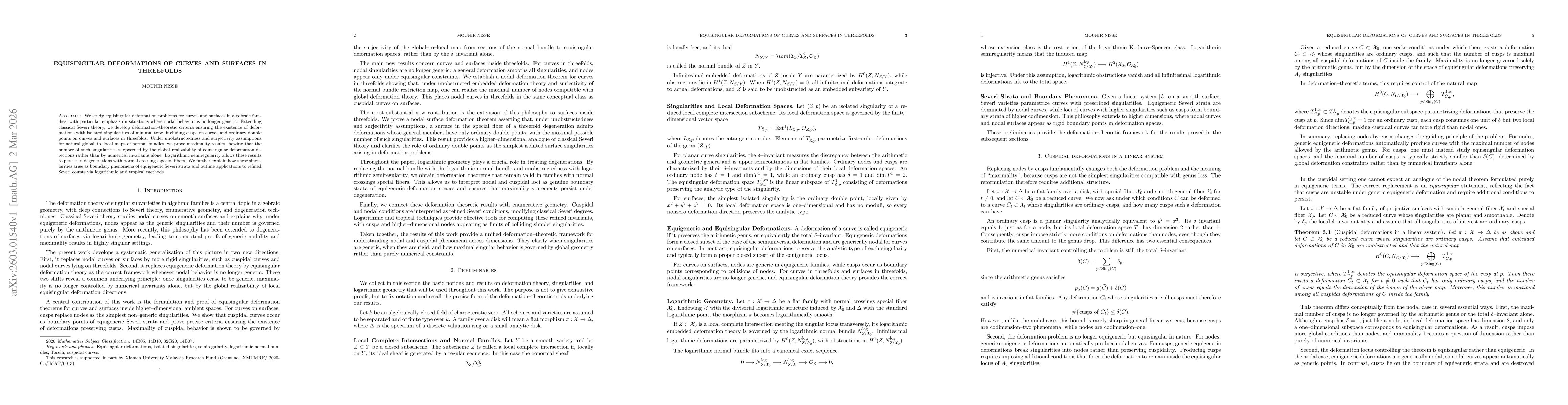 Thumbnail for Equisingular Deformations of Curves and Surfaces in Threefolds