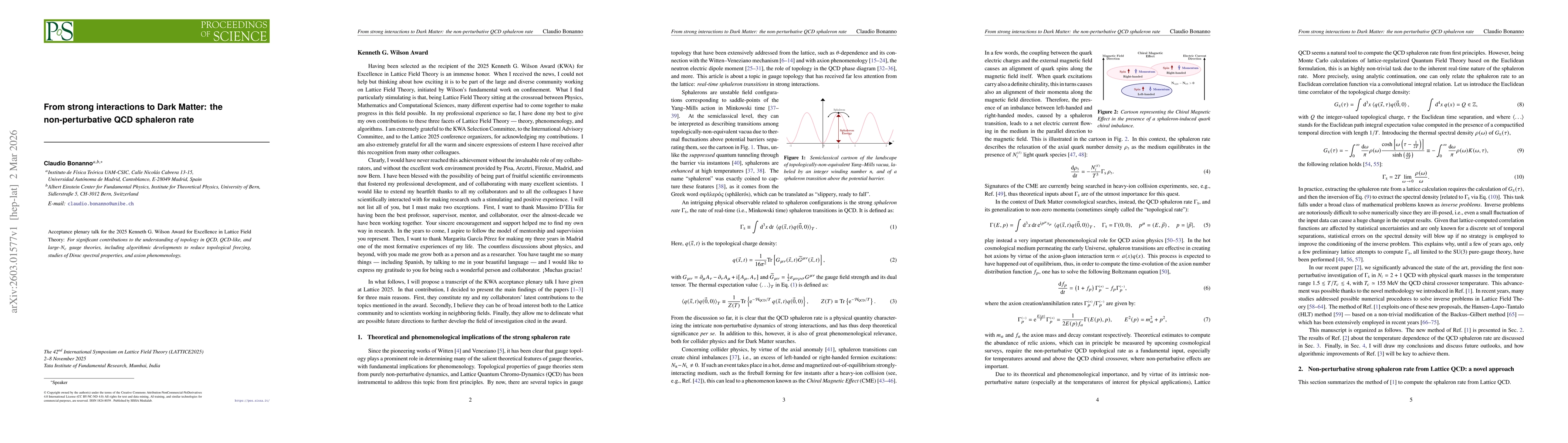 Thumbnail for From strong interactions to Dark Matter: the non-perturbative QCD sphaleron rate