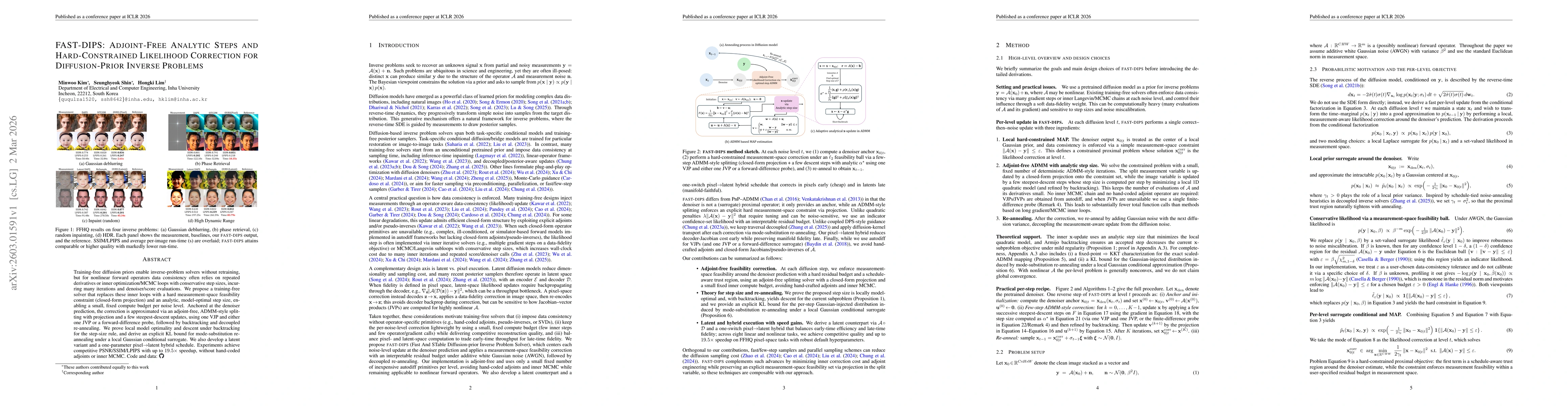 Thumbnail for FAST-DIPS: Adjoint-Free Analytic Steps and Hard-Constrained Likelihood Correction for Diffusion-Prior Inverse Problems