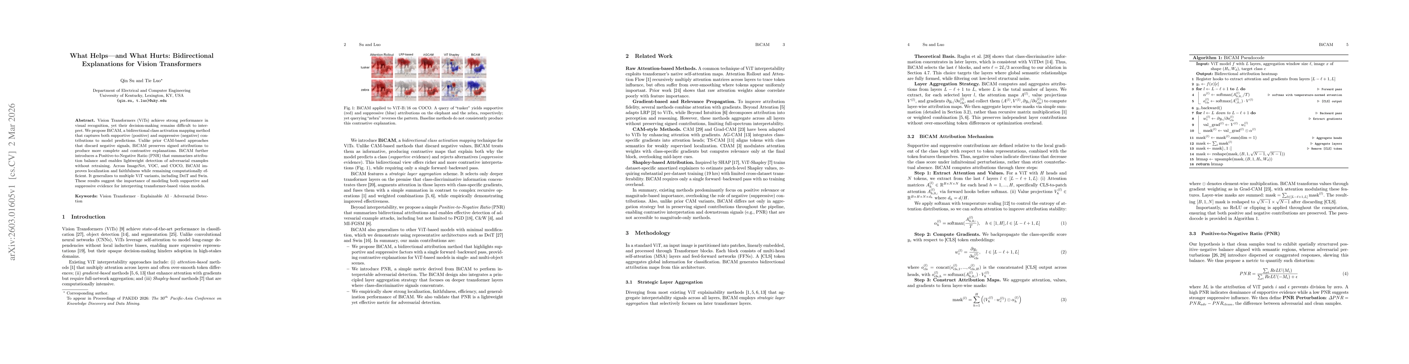 Thumbnail for What Helps -- and What Hurts: Bidirectional Explanations for Vision Transformers
