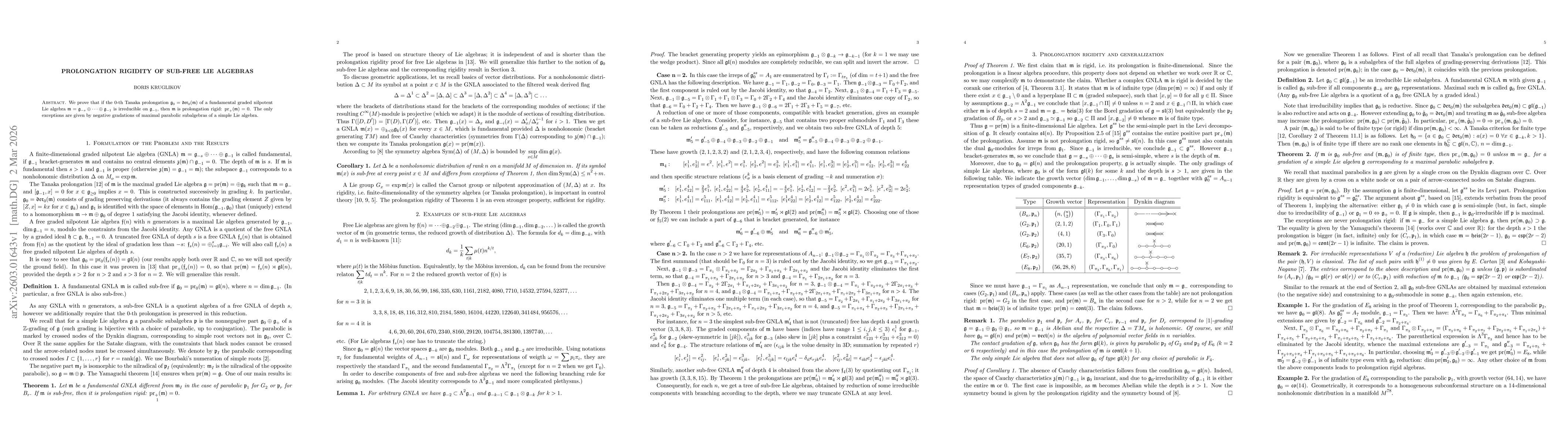 Thumbnail for Prolongation rigidity of sub-free Lie algebras