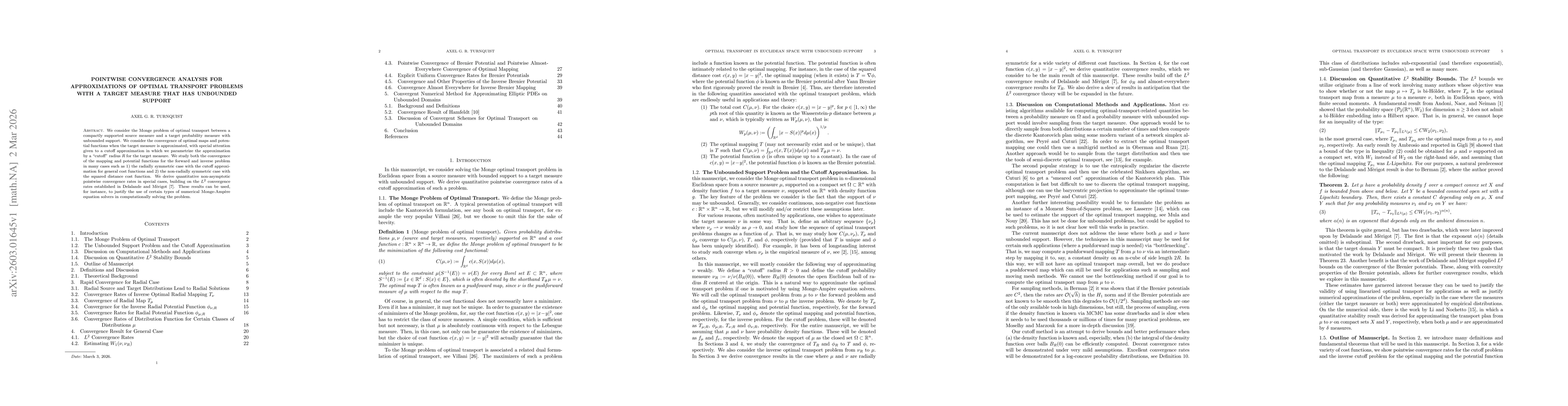 Thumbnail for Pointwise Convergence Analysis for Approximations of Optimal Transport Problems with a Target Measure that Has Unbounded Support
