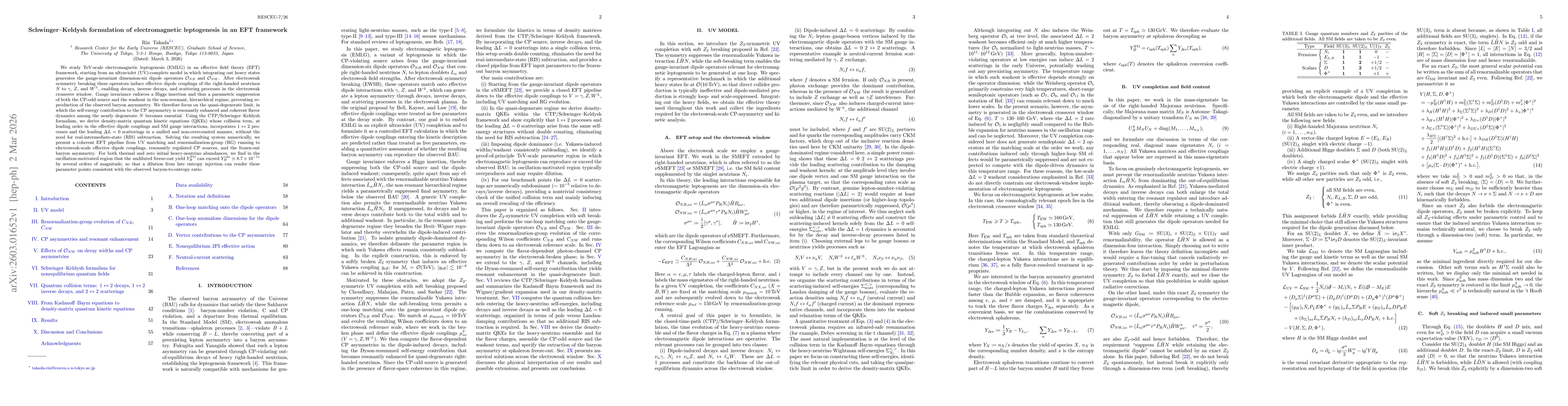 Thumbnail for Schwinger--Keldysh formulation of electromagnetic leptogenesis in an EFT framework