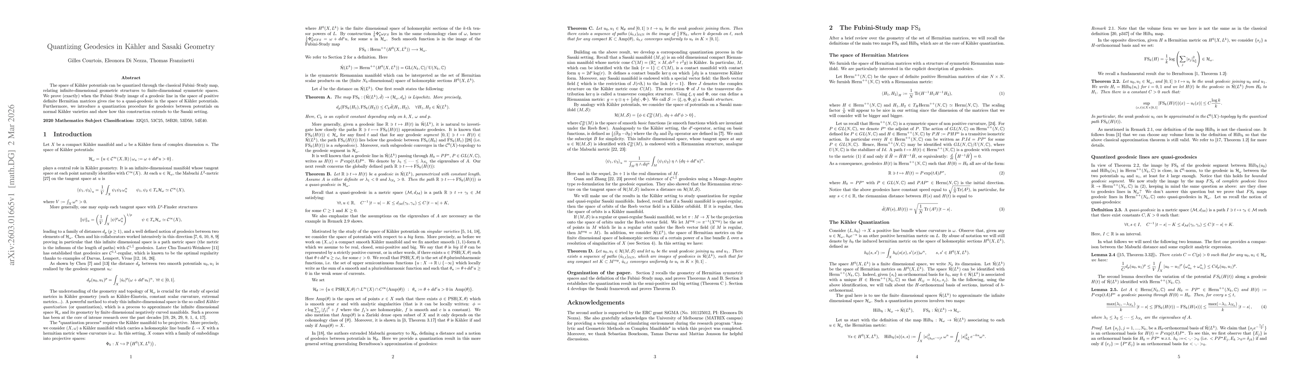 Thumbnail for Quantizing Geodesics in Kähler and Sasaki Geometry