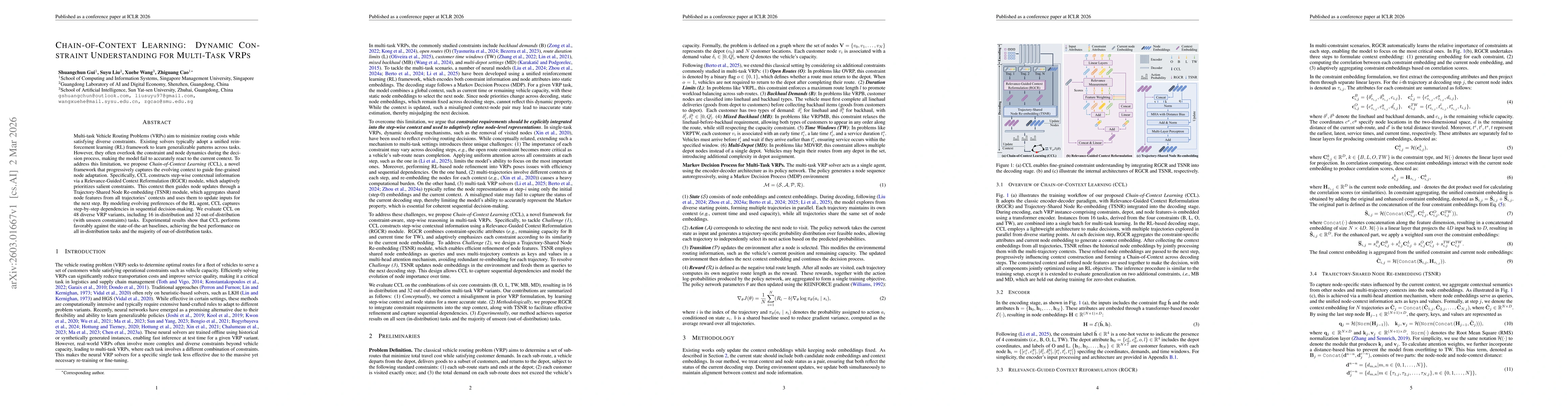 Thumbnail for Chain-of-Context Learning: Dynamic Constraint Understanding for Multi-Task VRPs