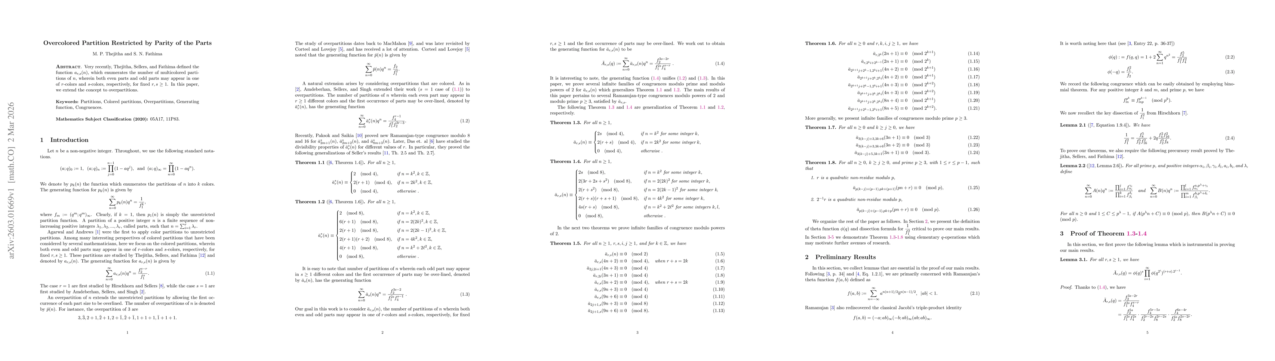 Thumbnail for Overcolored Partition Restricted by Parity of the Parts